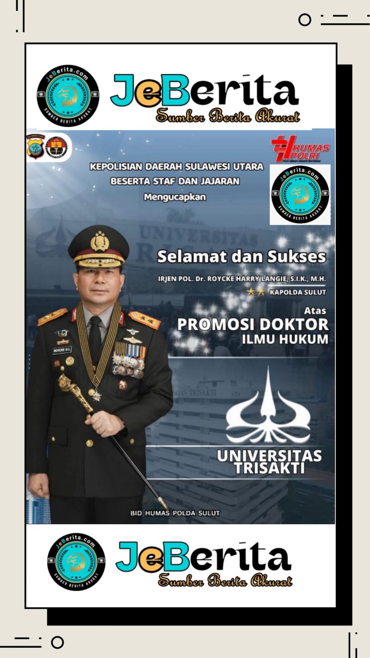 ‎KAPOLDA SULUT IRJEN POL. DR. ROYCKE HARRY LANGIE RAIH GELAR DOKTOR ILMU HUKUM DARI UNIVERSITAS TRISAKTI ‎
