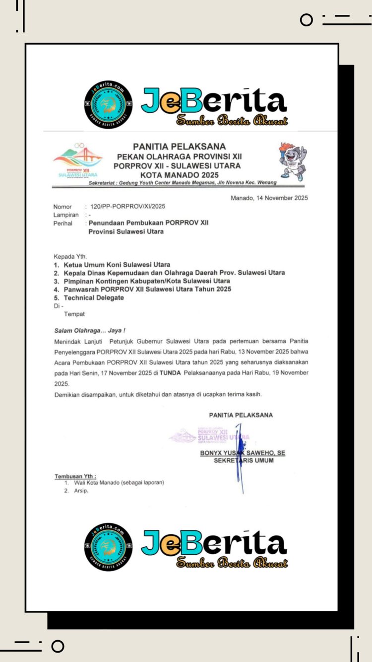 ‎Pembukaan Porprov Sulut Diundur ke 19 November, Gubernur Yulius Selvanus Dijadwalkan Hadir