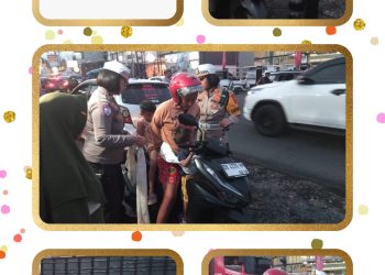 ‎Hari Pertama Operasi Zebra, Sat Lantas Polres Bitung Tunjukkan Wajah Humanis: Pengendara Pelanggar Diberi Helm Secara Simpatik ‎