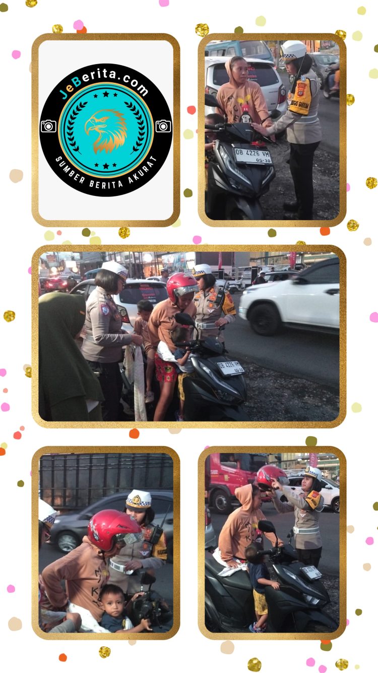 ‎Hari Pertama Operasi Zebra, Sat Lantas Polres Bitung Tunjukkan Wajah Humanis: Pengendara Pelanggar Diberi Helm Secara Simpatik ‎